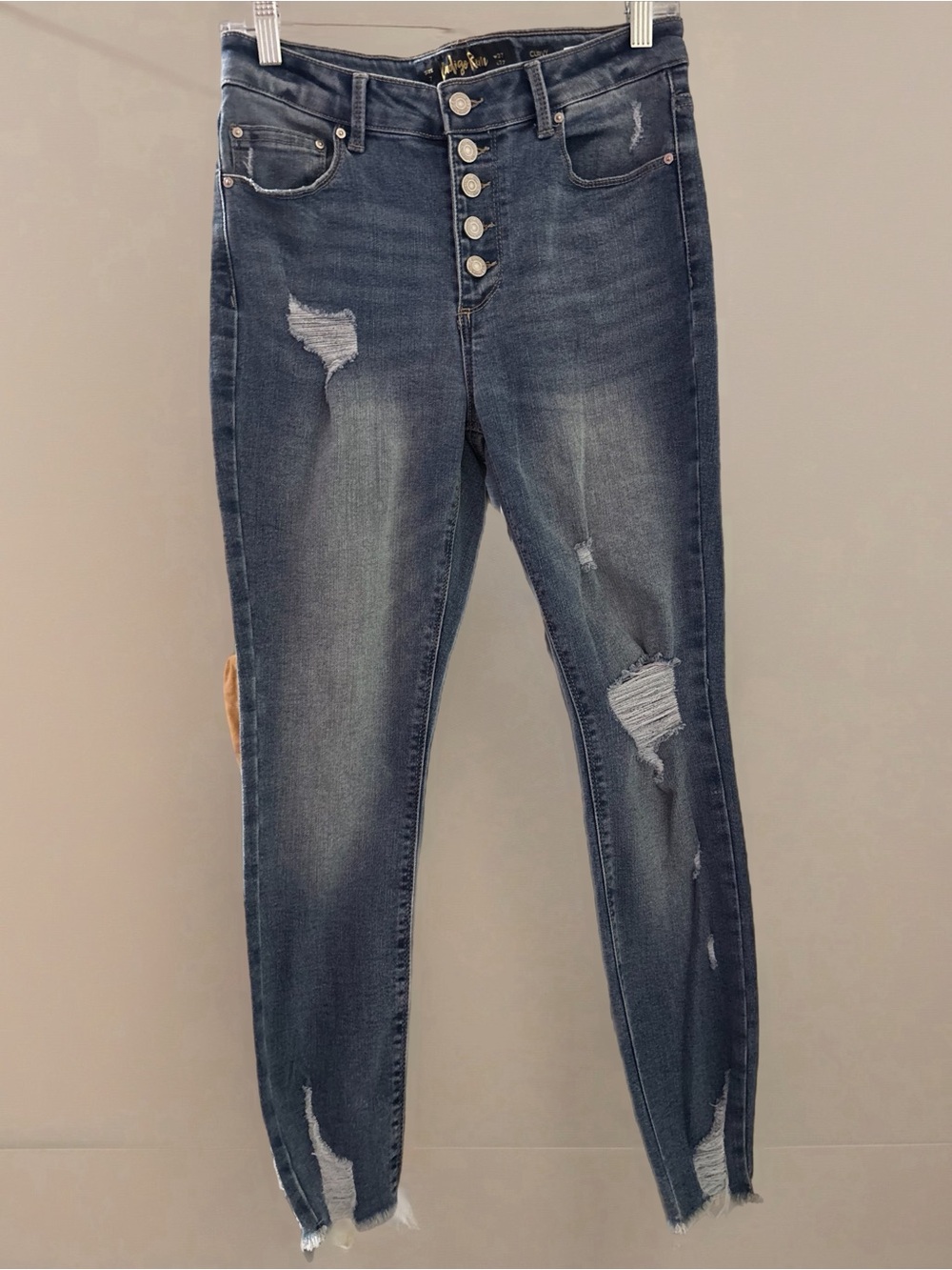 Indigo Rein Distressed Straight-Leg Jeans - Dark Blue
